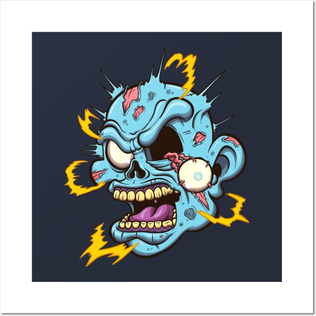 Electrocuted Zombie Head Wall Art by TheMaskedTooner